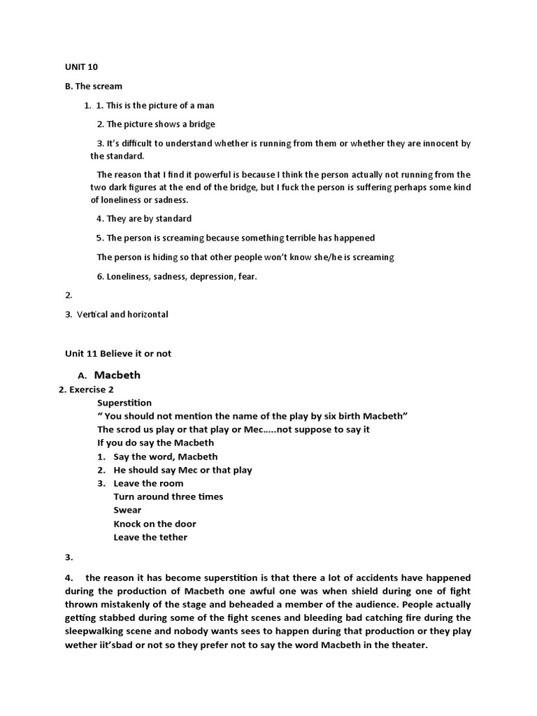 10 B The Scream Pdf Macbeth
