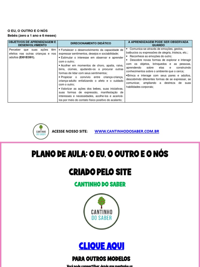 PLANO-DE-AULA-MATERNAL-E-EDUCAÇÃO-INFANTIL-O-EU-O-OUTRO-E-O-NÓS | PDF ...