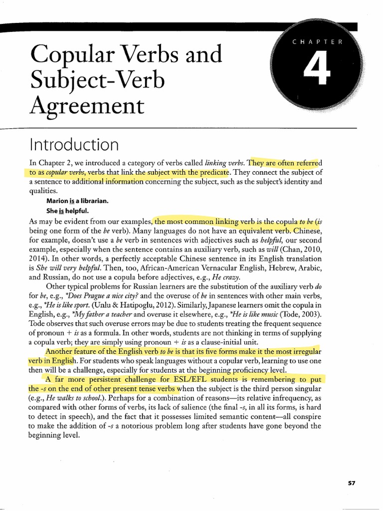 Copular Verbs and Subject Agreements PDF