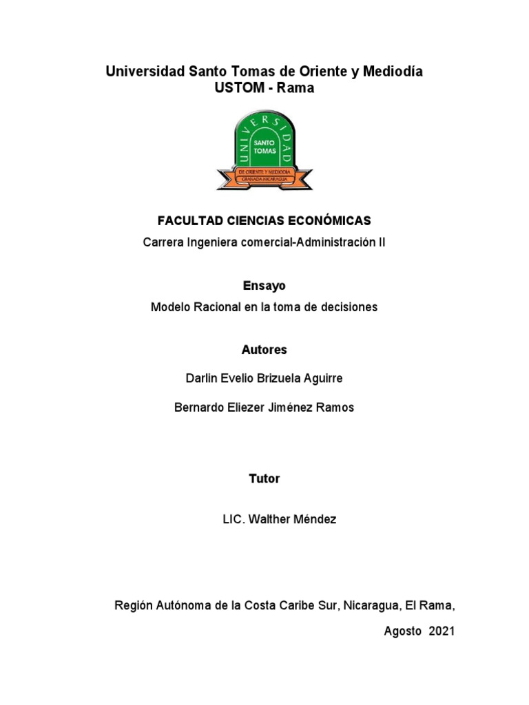 Modelo Racional en Toma de Decisiones | PDF | Toma de decisiones ...