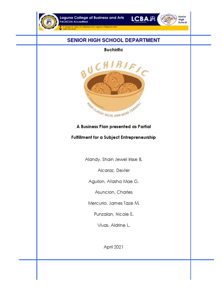 Business Plan Final Manuscript Template | PDF