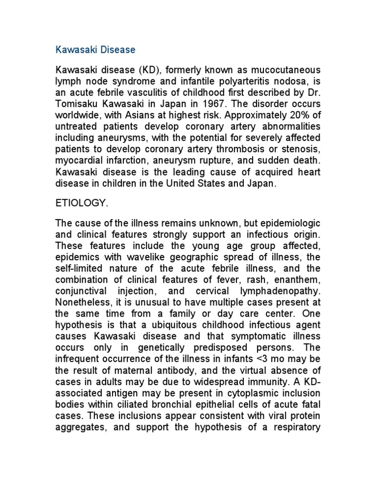 Kawasaki Disease PDF Aspirin C Reactive Protein