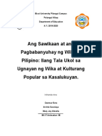 Ang Sawikaan at Ang Pagbabanyuhay NG Wikang Pilipino Ilang Tala Ukol Sa Ugnayan NG Wika at Kulturang Popular Sa Kasalukuyan