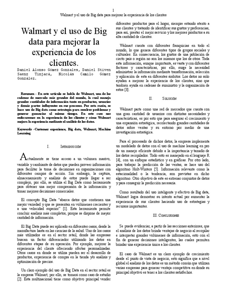 Big Data en Walmart: Mejora de Clientes | PDF | Big Data | Informática