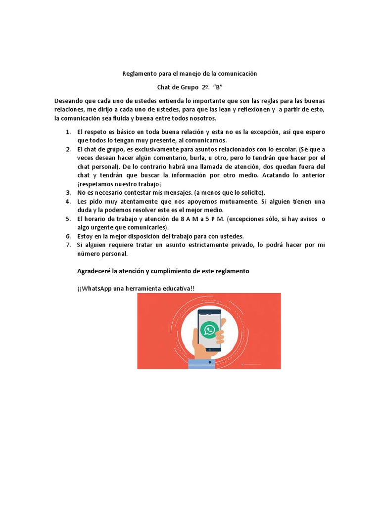 Reglamento para El Manejo de La Comunicación Por El Chat | PDF