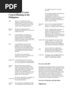 Chronology of Events: Central Banking in The Philippines: Objectives