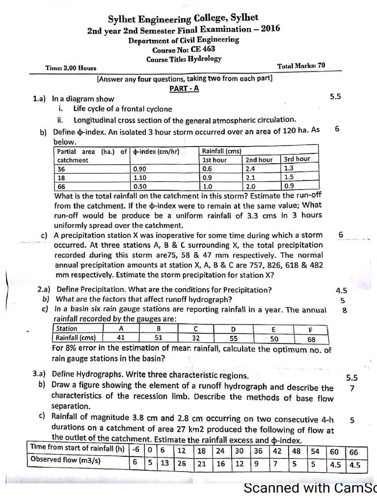 Hydrology Question | PDF