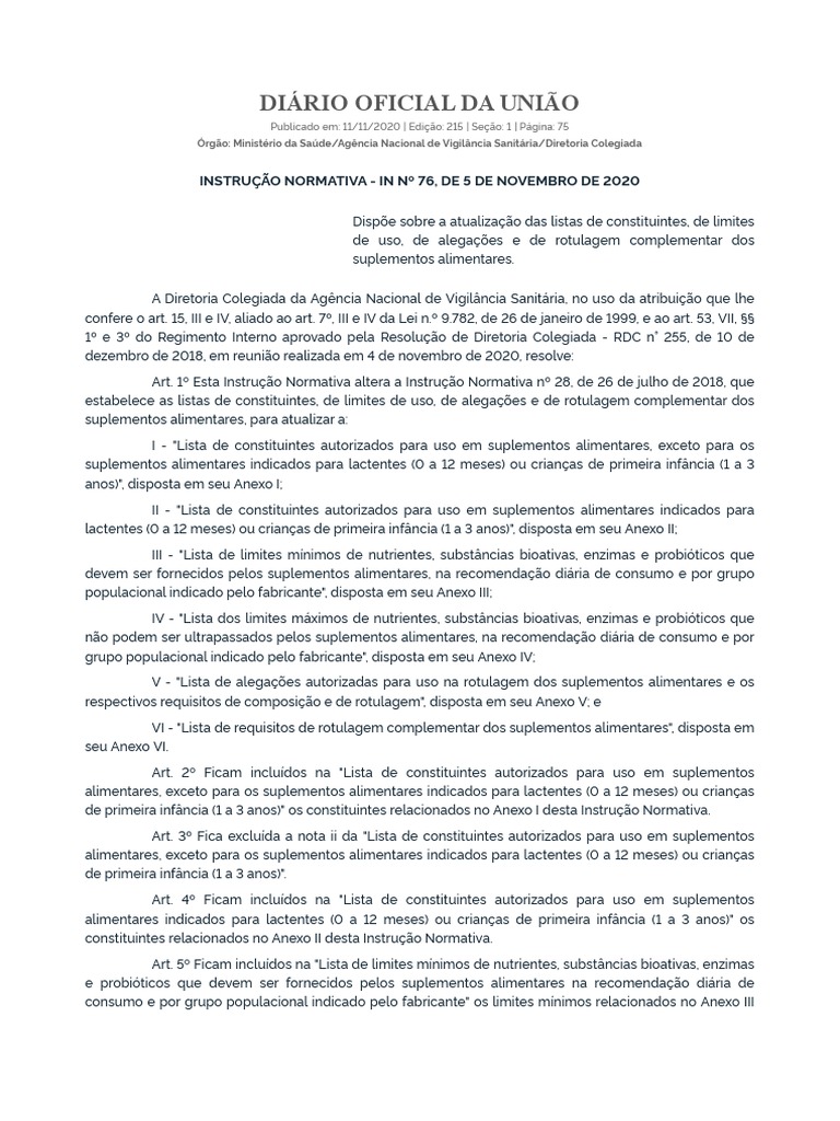 Instrução Normativa - in #76, de 5 de Novembro de 2020 - Instrução ...