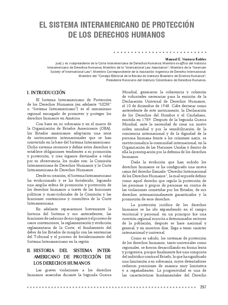 El Sistema Interamericano de Protección de Los Derechos Humanos | PDF ...