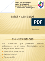 Bases y cementos dentales: materiales y usos