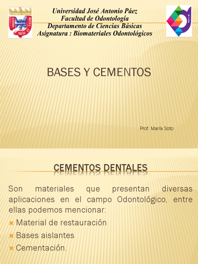 Clase de Bases Cavitarias Maria Soto 2021 REPASO PDF Cemento Lentes