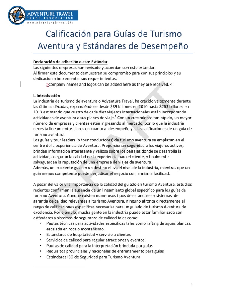 SPANISH Adventure Travel Guide Qualifications PDF Turismo Folklore