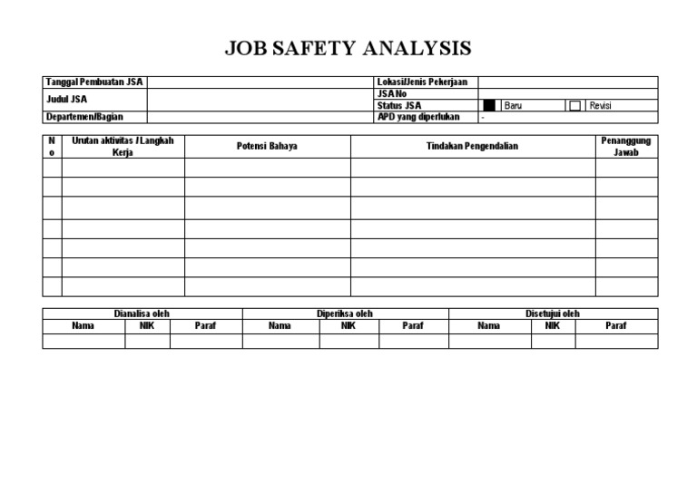 JSA FORM KOSONG | PDF
