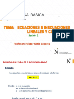 2da Sesión - Ecuaciones e Inecuaciones Lineales y Cuadráticas