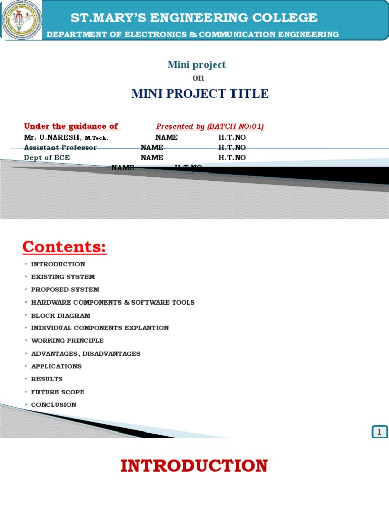 sample ppt for mini project presentation