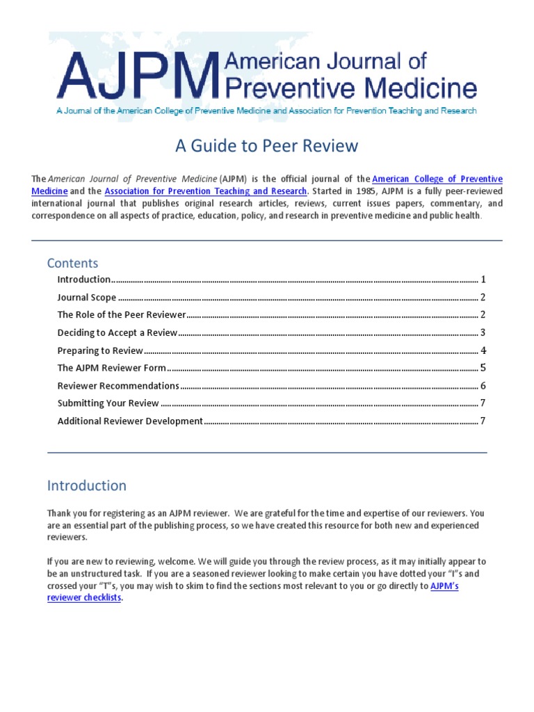 AJPM Peer Review Guidelines | PDF | Preventive Healthcare | Academic ...