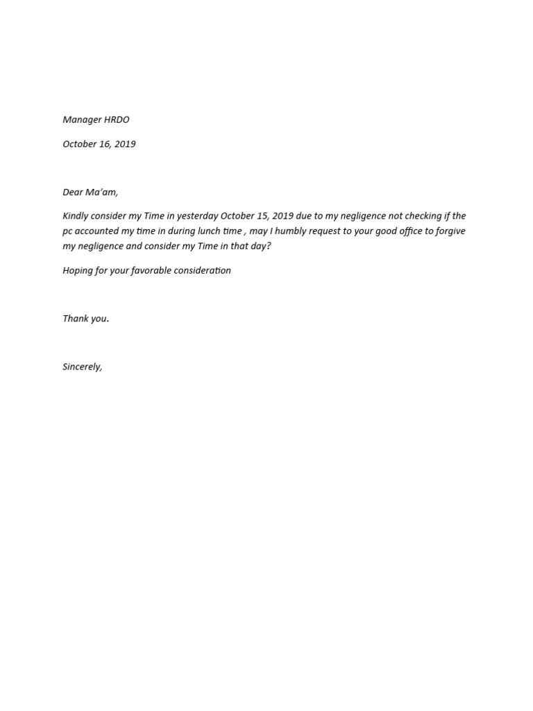 Letter forgot time in or out pdf