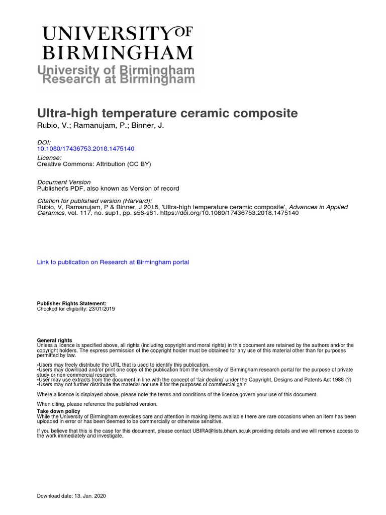 High Temperature Ceramic Composite Advances in Applied Ceramics | PDF ...