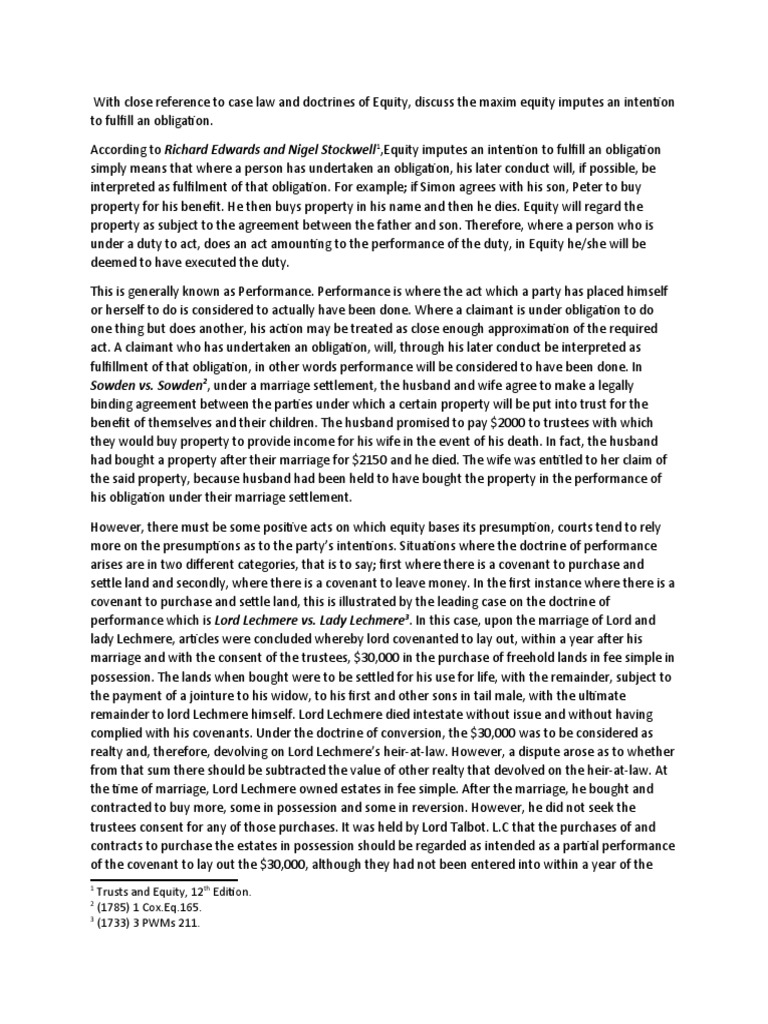 Equity and Trustcat OAA.2 PDF Covenant (Law) Fee Simple