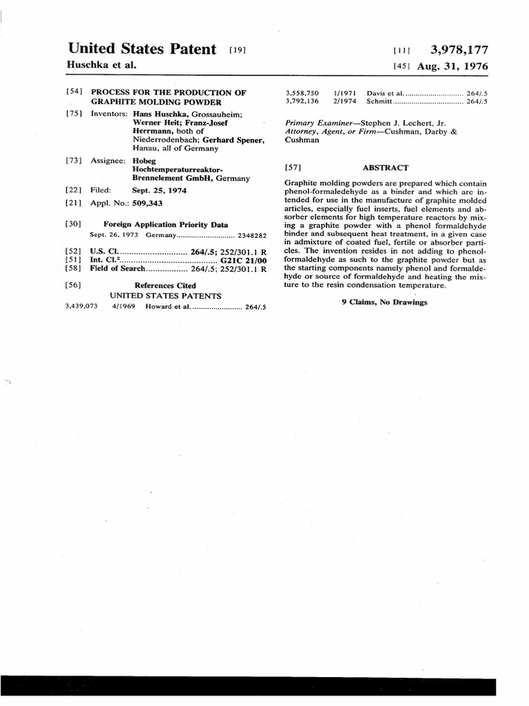 Patent Graphite Manufacturing Process Pdf Graphite Nuclear Fuel