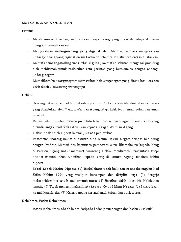 Sistem badan kehakiman pdf
