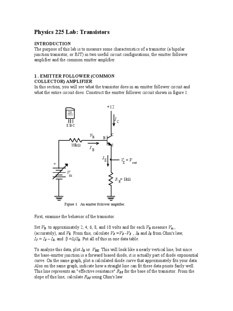 Transistor Lab PDF Amplifier Bipolar Junction Transistor
