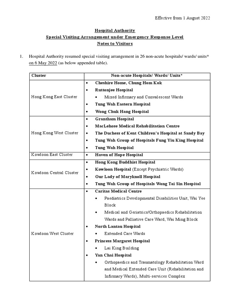 Guidelines for Implementing Special Visitation Arrangements and COVID