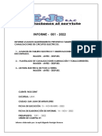 Informe Avances Mantenimiento Preventivo Tablero Electrico - Canalizaciones de Circuitos Electricos Rios Dent