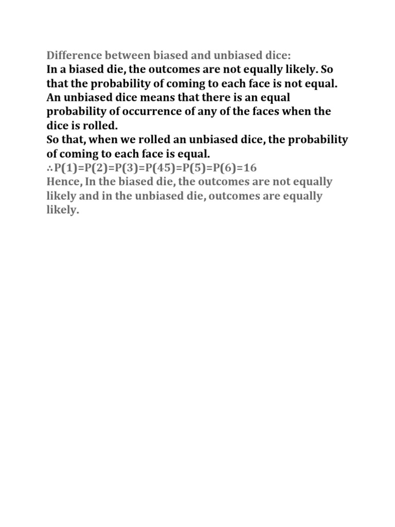 Biased and Unbiased Dice PDF