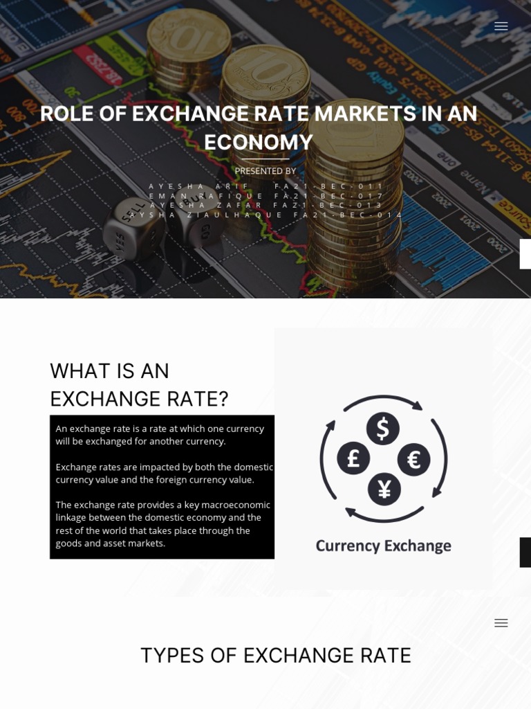 Role of Exchange Rate Markets in An Economy PDF Foreign Exchange