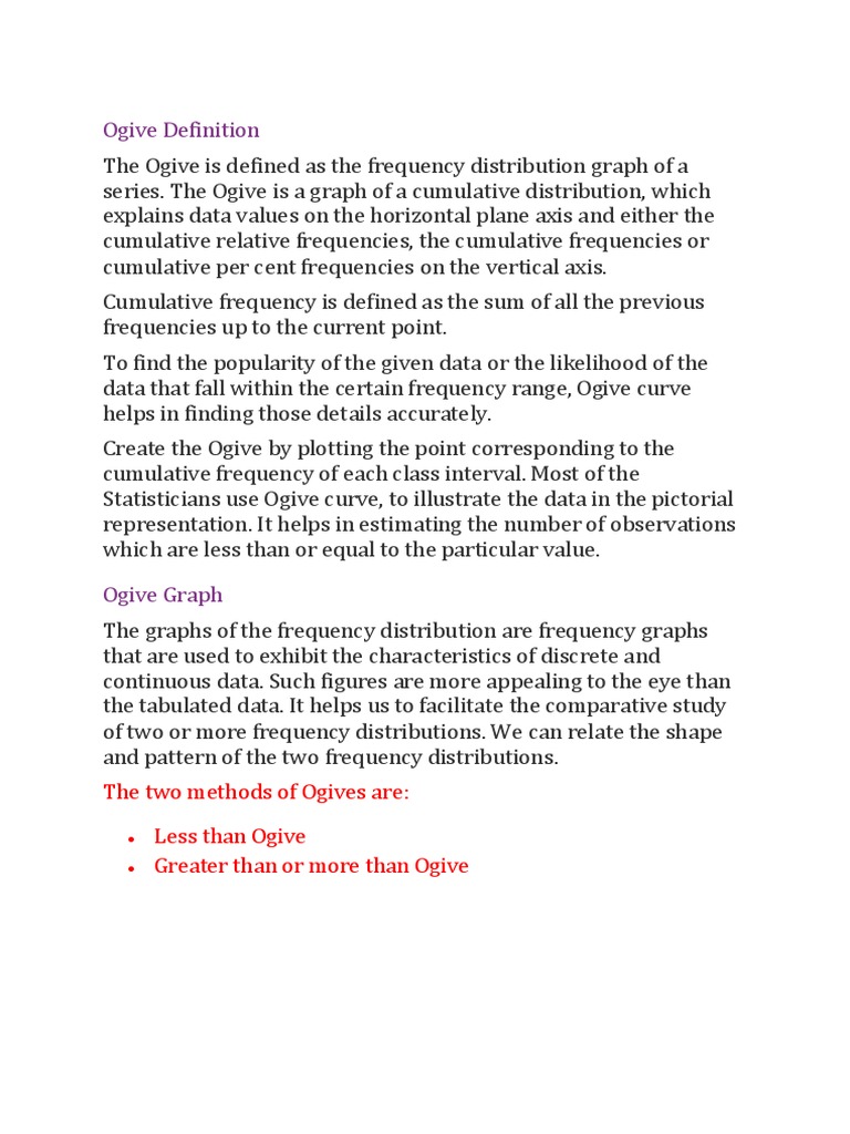 STATS Ogive Definition PDF Cartesian Coordinate System Chart