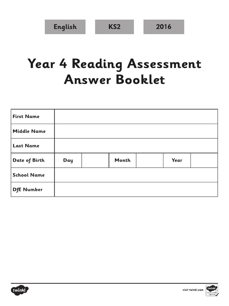 Year 4 Reading Assessment Answer Booklet.196611831 PDF Cats Poetry