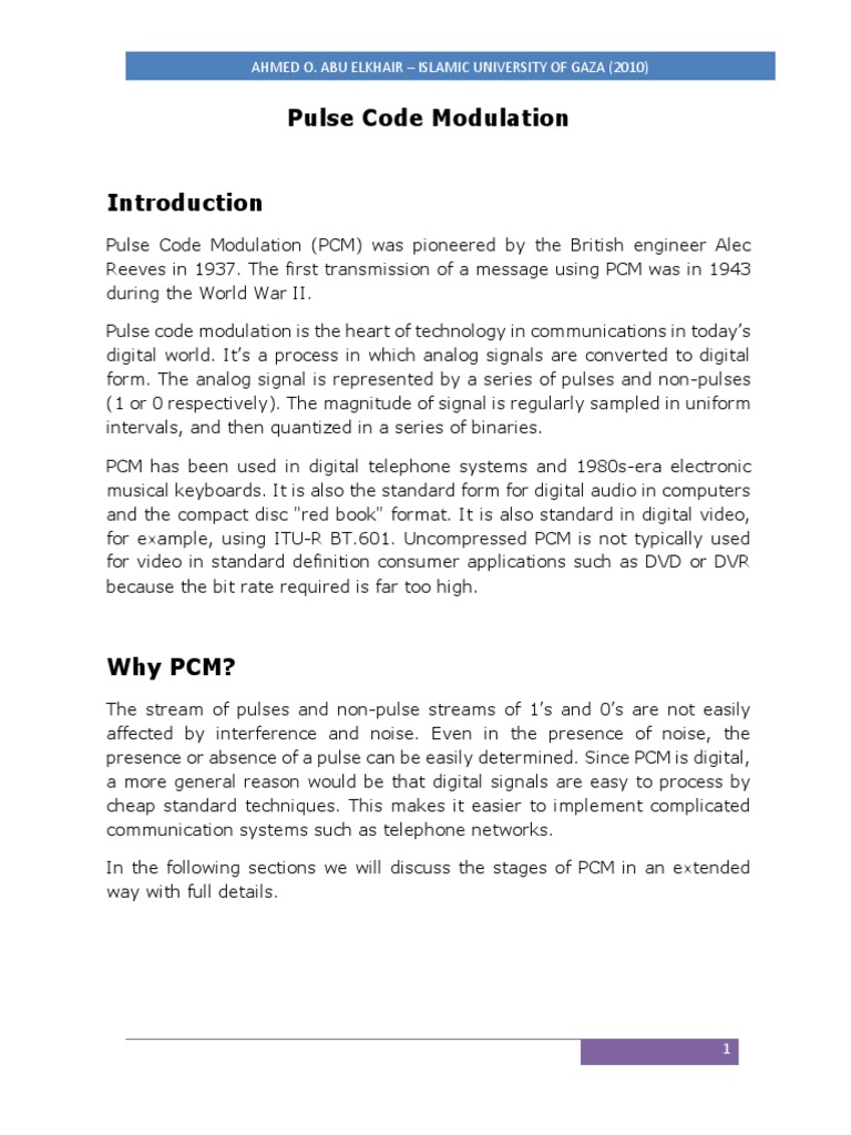 Pulse Code Modulation | PDF | Sampling (Signal Processing) | Modulation
