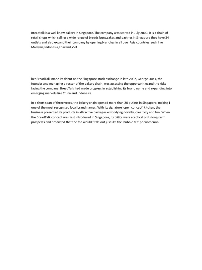 Bread Talk | PDF | Renminbi | Franchising