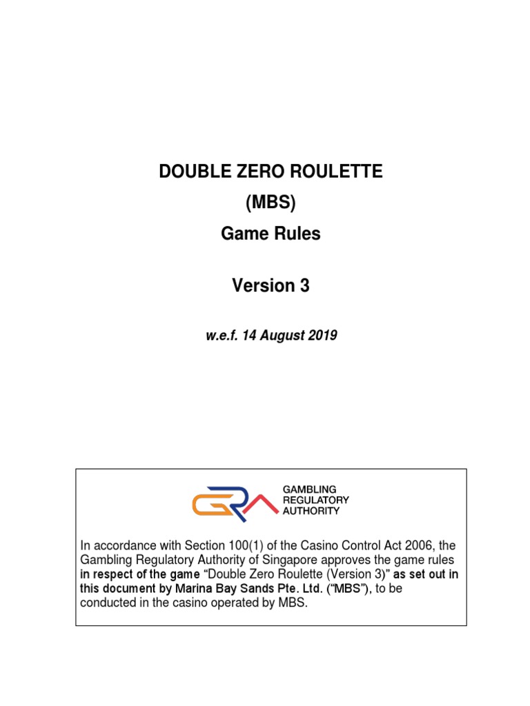 MBS Double Zero Roulette Game Rules Version 3 | PDF