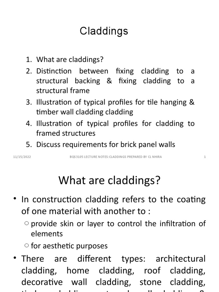 Overview of Cladding Types and Materials | PDF