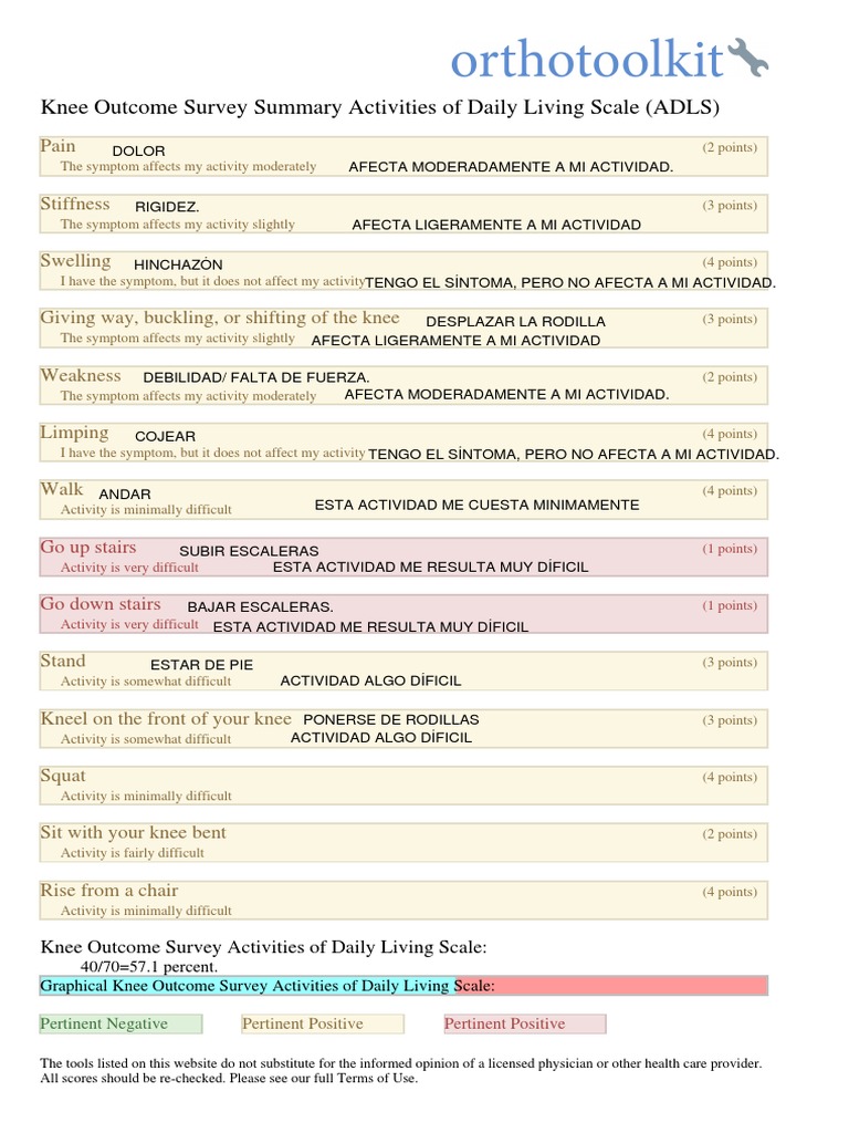 Knee Outcome Survey ADLS & SAS Summary | PDF | Causes Of Death | Medicine