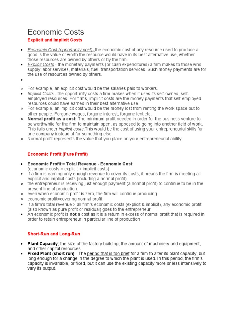 Understanding Economic Costs and Profits | PDF | Price Elasticity Of ...