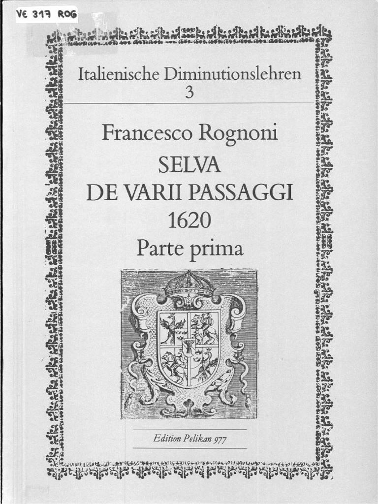 ROGNONI - Selva de Varii Passaggi 1620 Parte Prima | PDF