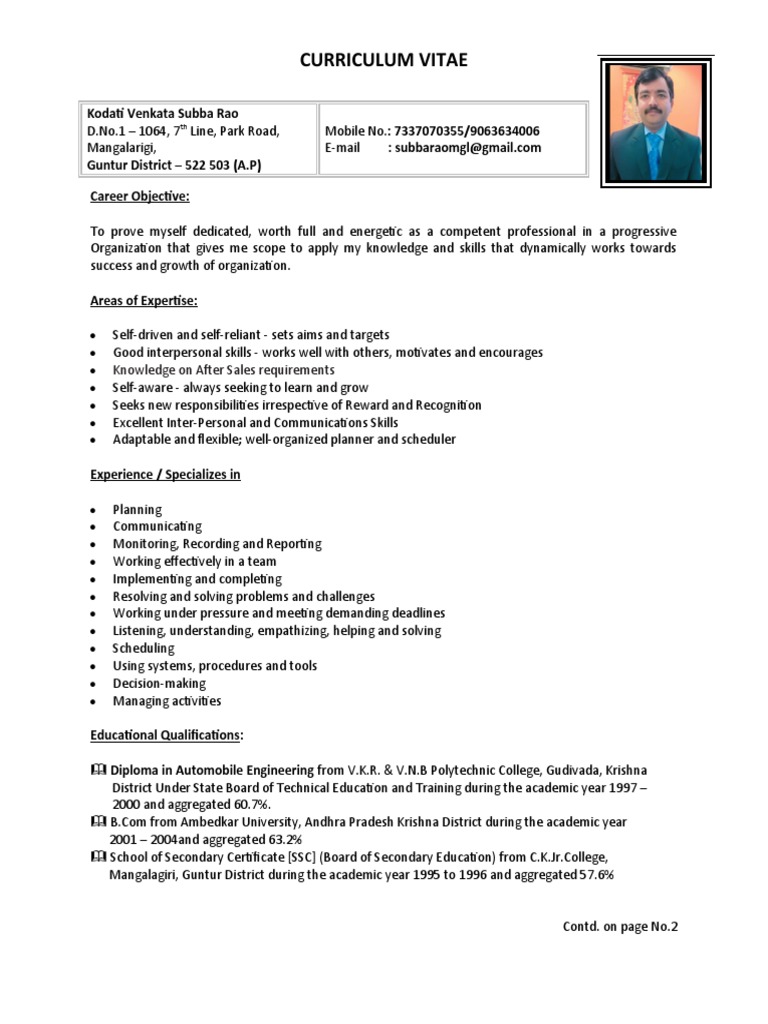 Subbu Rao's Professional Profile | PDF