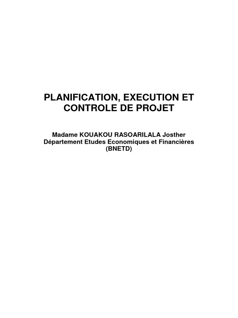 Gestion de projet : Planification et contrôle | PDF | Planification ...