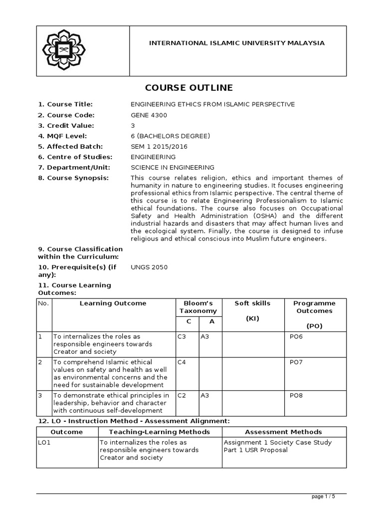 Course Outline GENE 43000 | PDF | Engineering | Learning