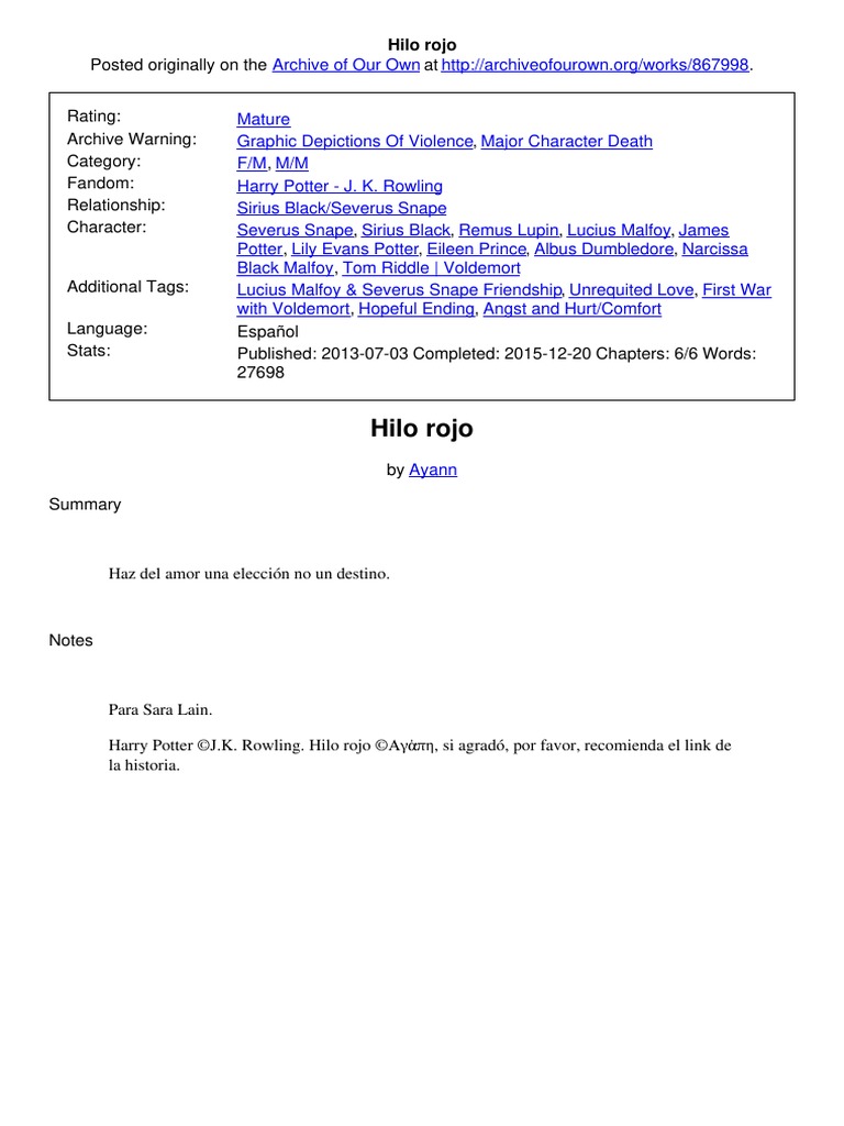 Hilo Rojo PDF Harry Potter