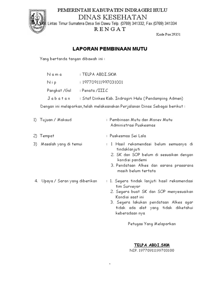 Laporan Pembinaan Mutu PDF