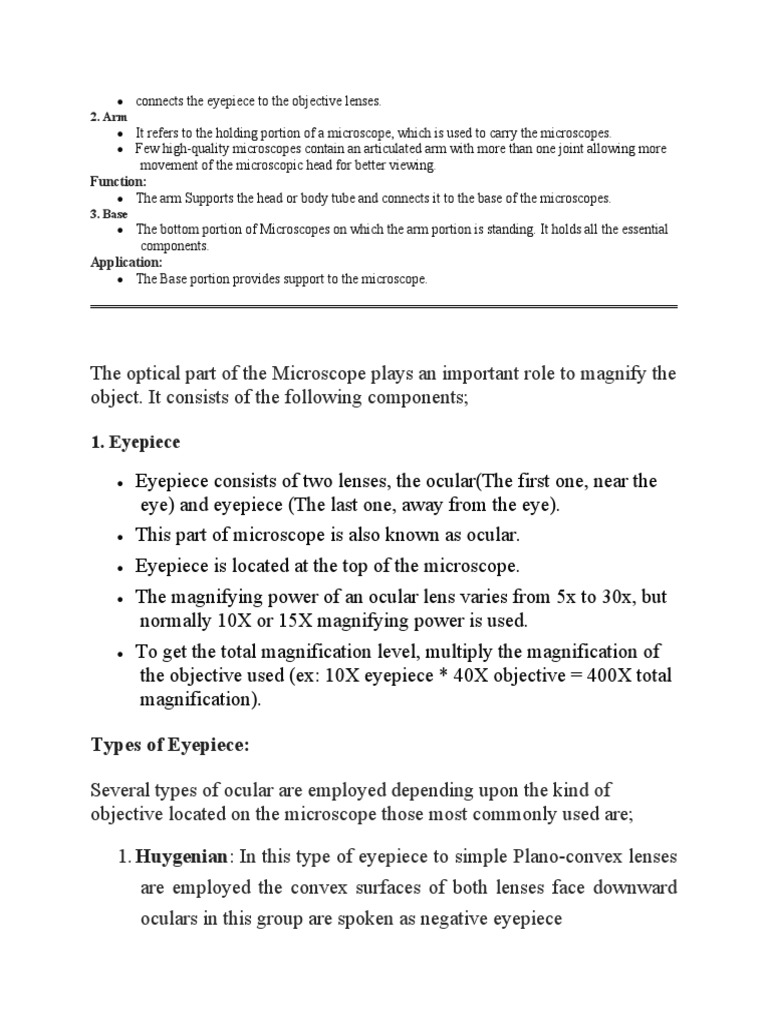 Connects The Eyepiece To The Objective Lenses PDF