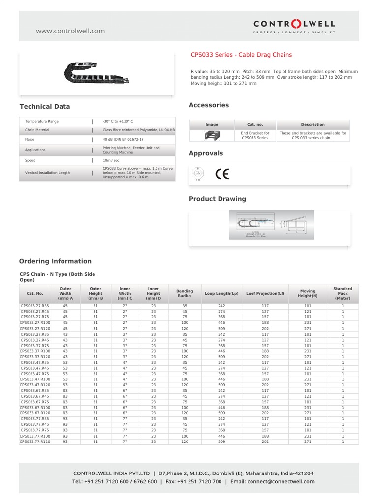 CPS Cable Track Chain PDF Equipment Manufactured Goods