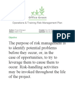 Operations & Training Risk Management Plan