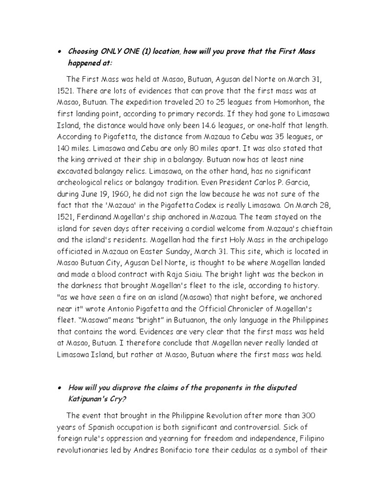 First Mass Evidence: Masao, Butuan | PDF