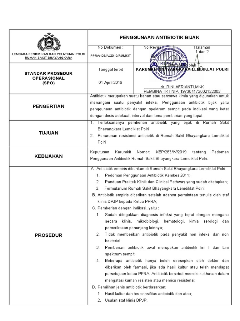 SOP Penggunaan Antibiotik | PDF