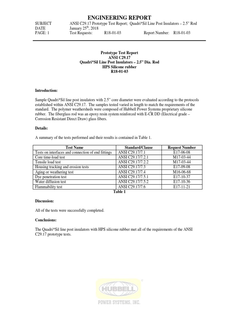 ANSI C29.17 Quadri*Sil Insulator Test | PDF | Insulator (Electricity ...